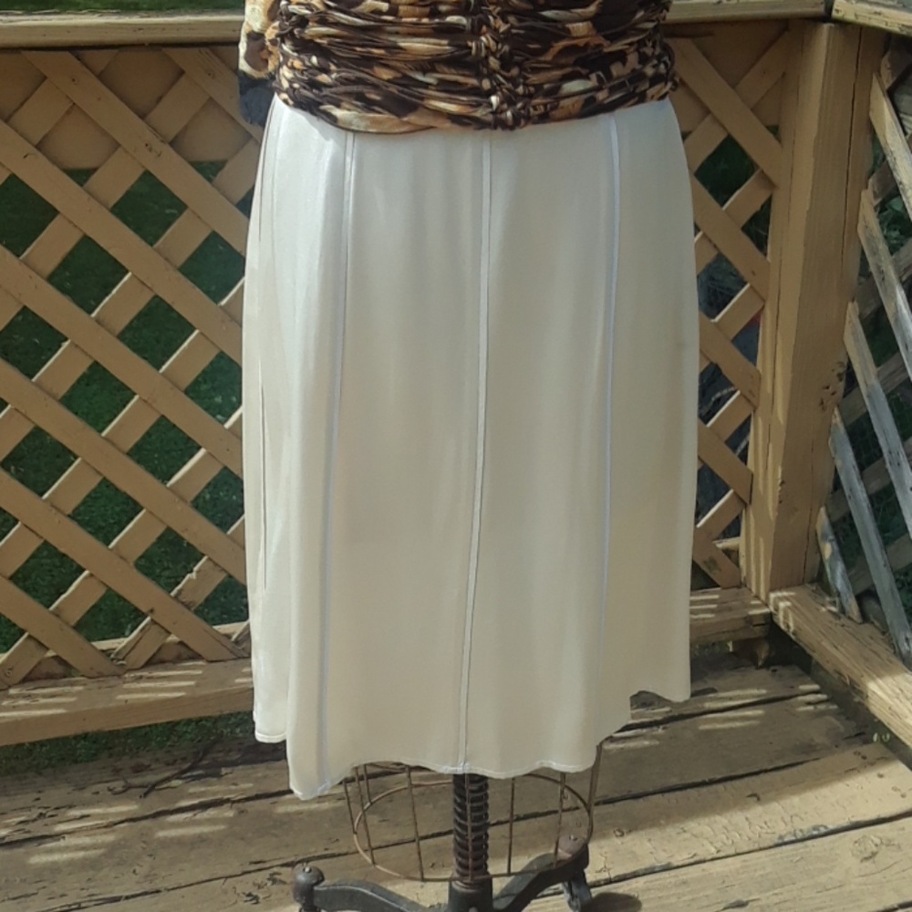 NEW Patrick Christopher Beige Silk Skirt sz 6 - Picture 2 of 10